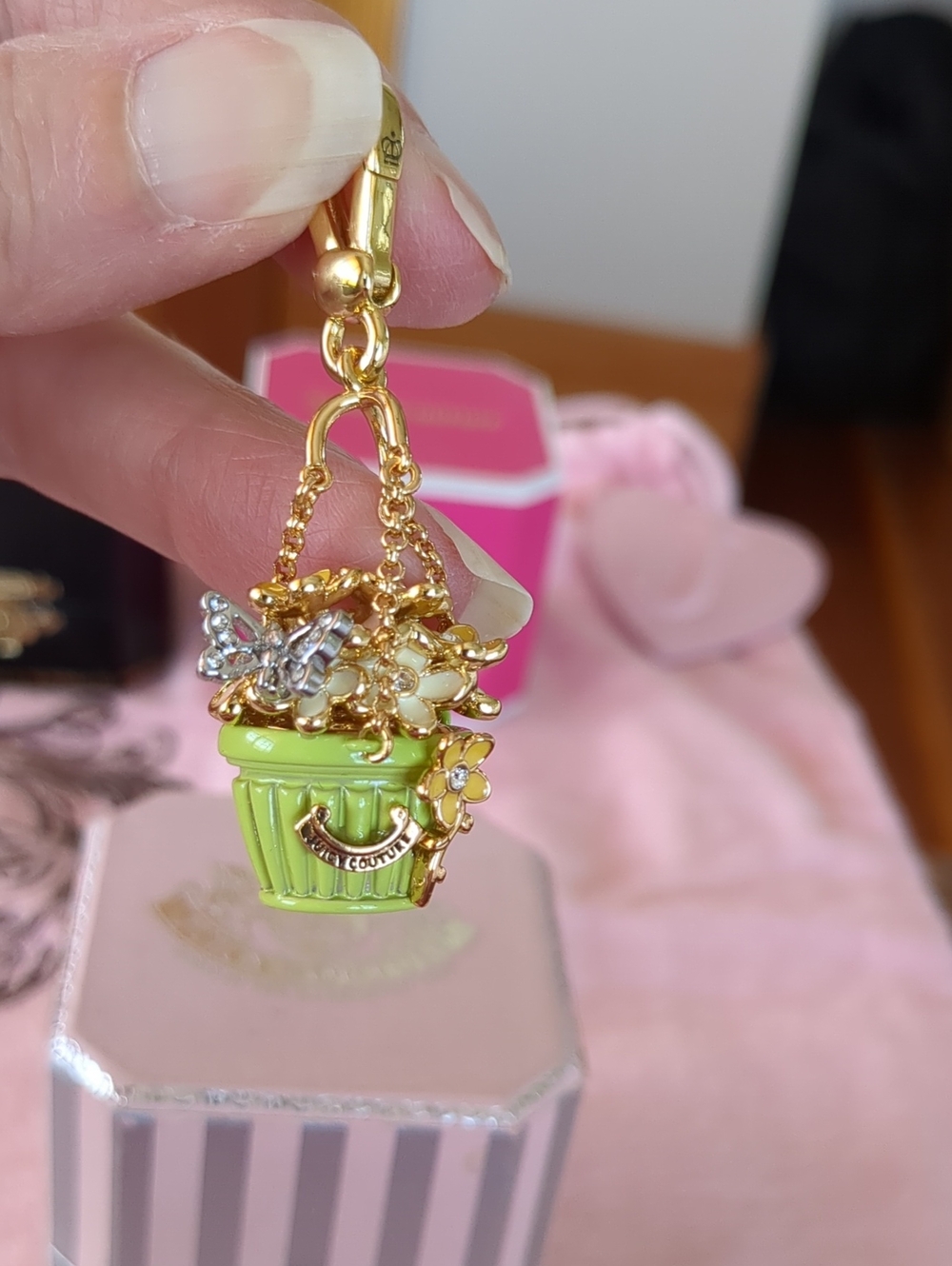 Juicy Couture Lime Green Floral Basket Charm